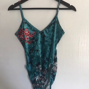 Nasty Gal Cherry Blossom Velvet Leotard